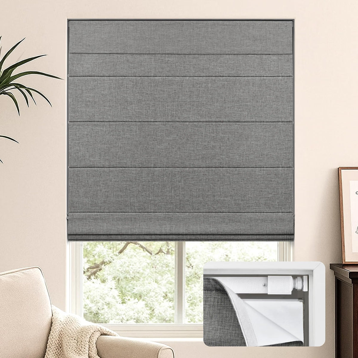 No Drill Custom Blackout Fabric Roman Shades Fabric Swatch
