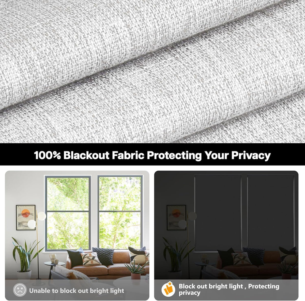No Drill Custom Room Darkening Fabric Roman Shades