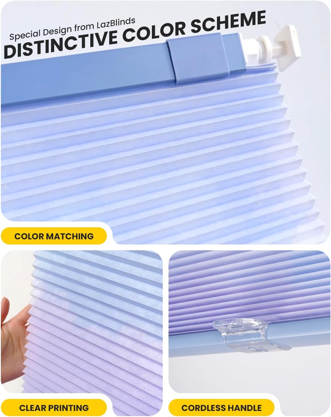 No Drill Custom Light Filtering Printed & Ombre Cellular Shade