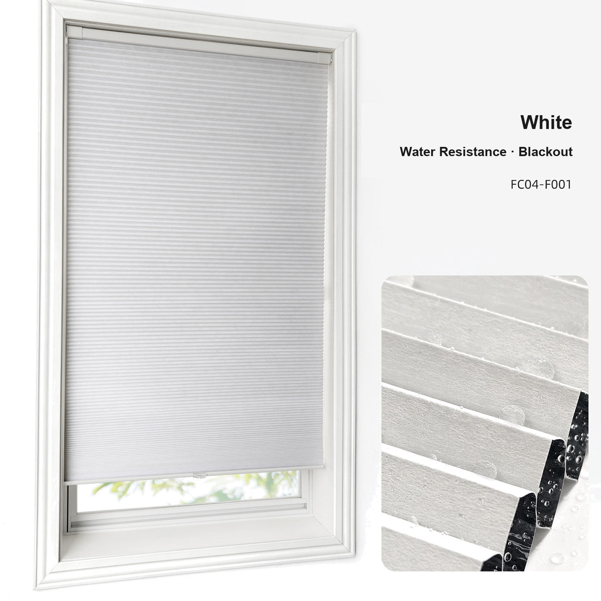No Drill Custom Water Resistance Blackout Cellular Shades (MP)