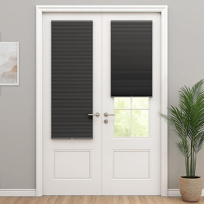 No Drill Custom Blackout Cellular French Door Shade, Stick On or Screw In