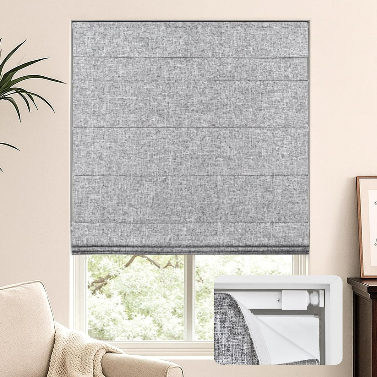 No Drill Custom Blackout Fabric Roman Shades Fabric Swatch
