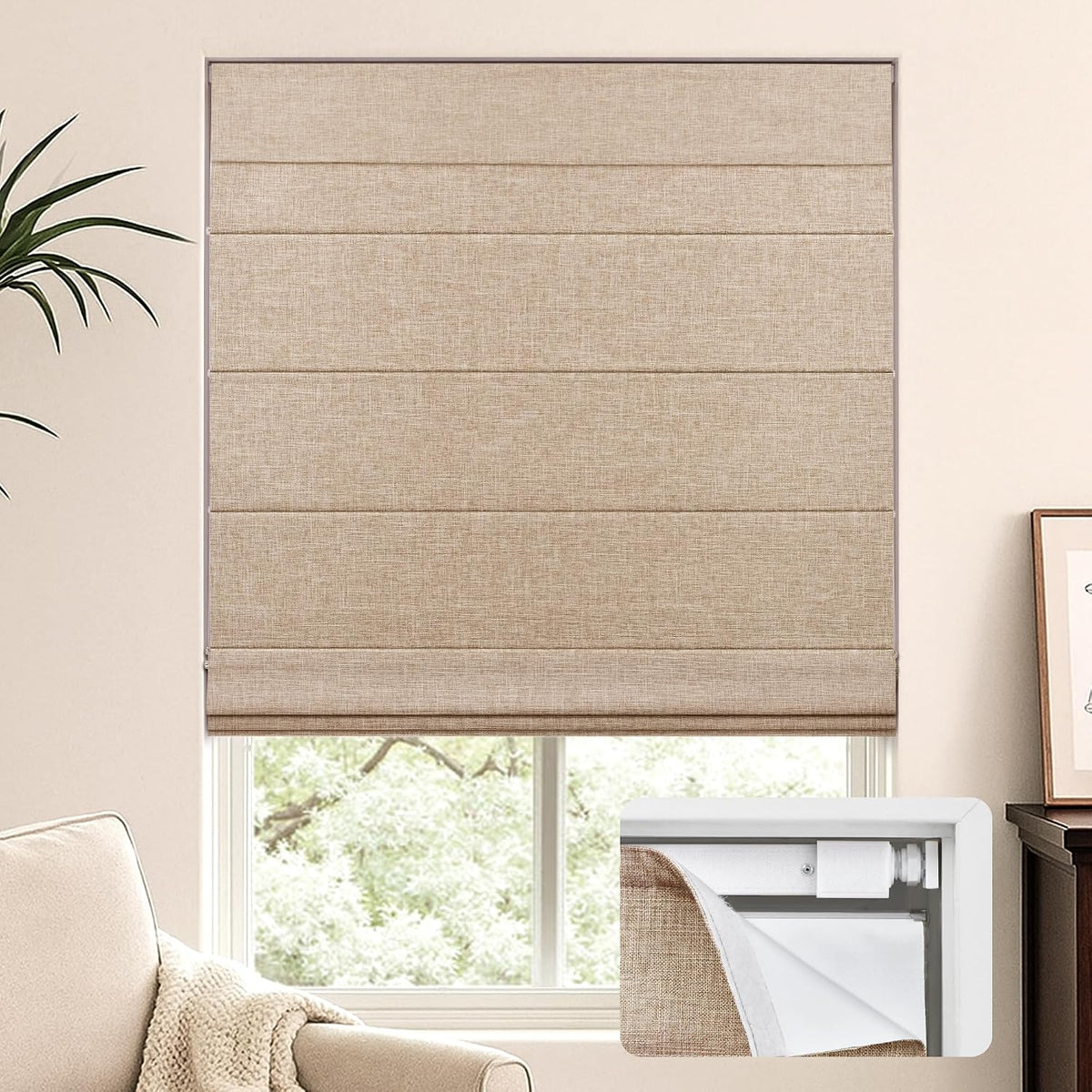 No Drill Custom Blackout Fabric Roman Shades Fabric Swatch