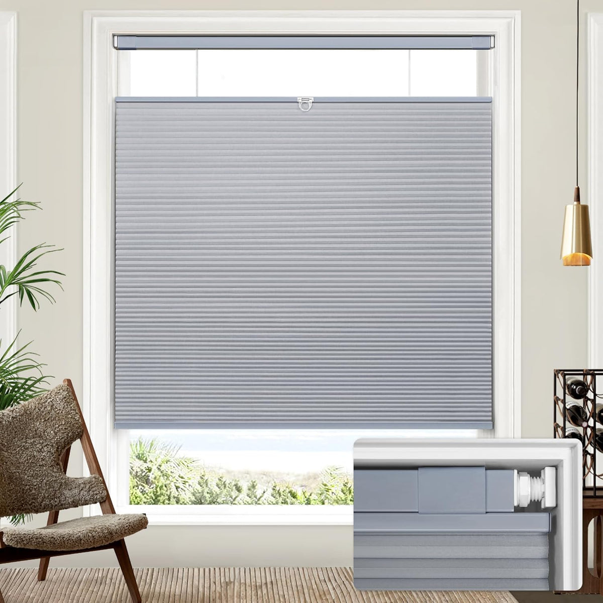 No Drill Custom Blackout Top Down Bottom Up Cellular Shades