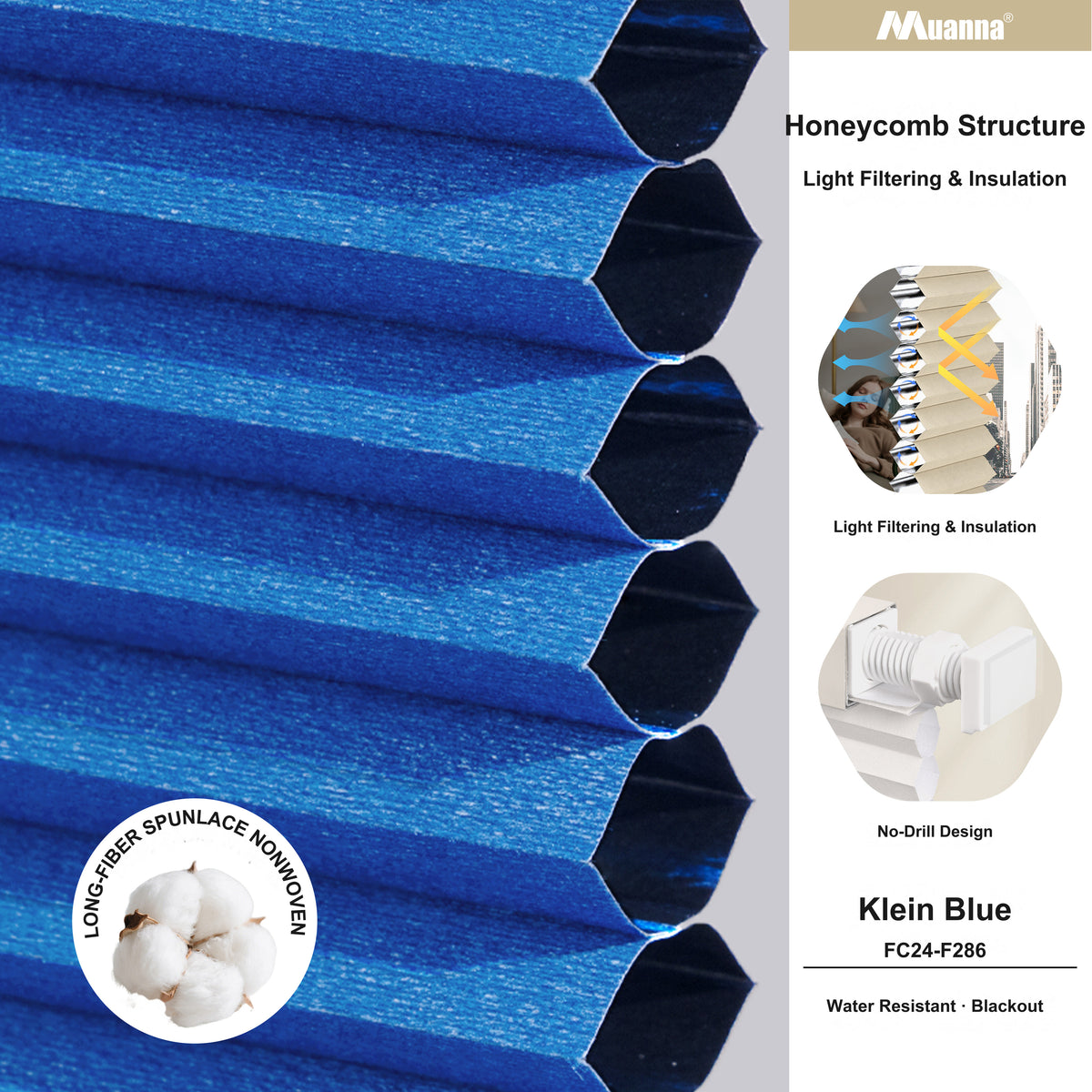 No Drill Custom Blackout Water Resistant Top Down Bottom Up Cellular Shades with Magnet (MP)