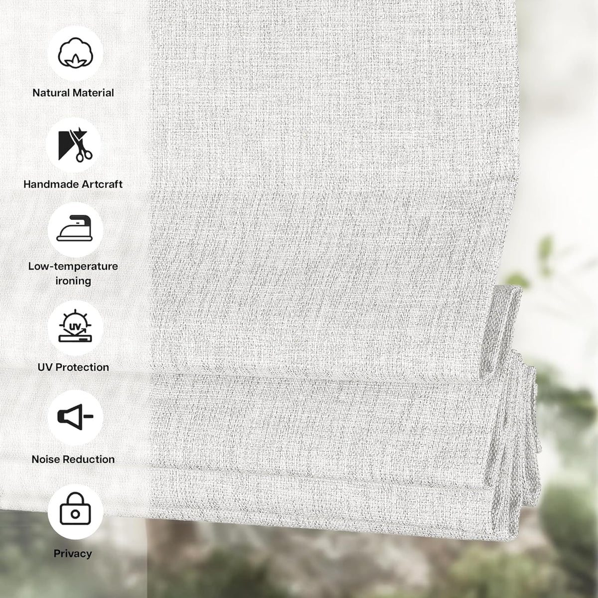 No Drill Custom Room Darkening Fabric Roman Shades