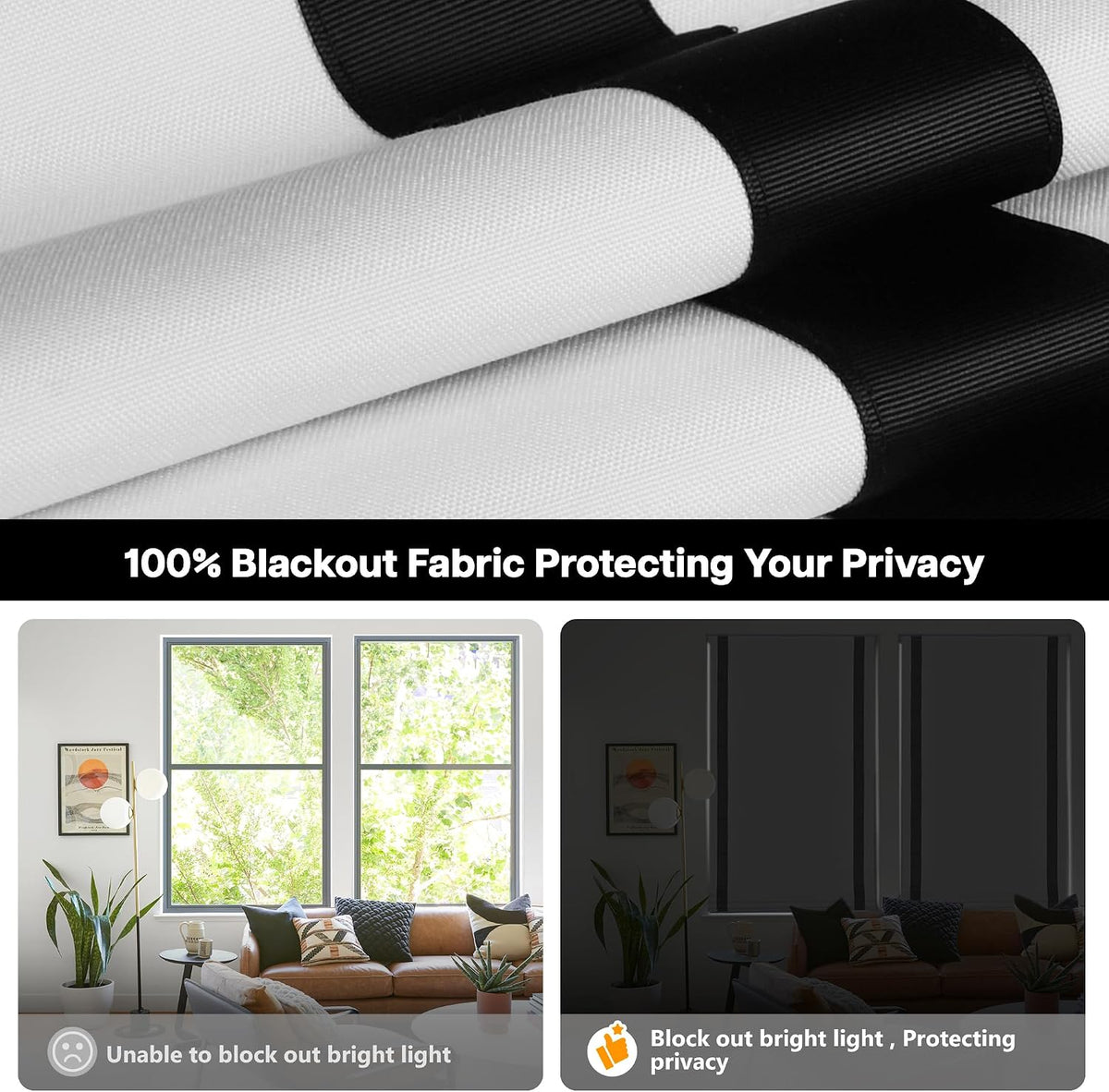 No Drill Custom Room Darkening Border Trim Fabric Roman Shades
