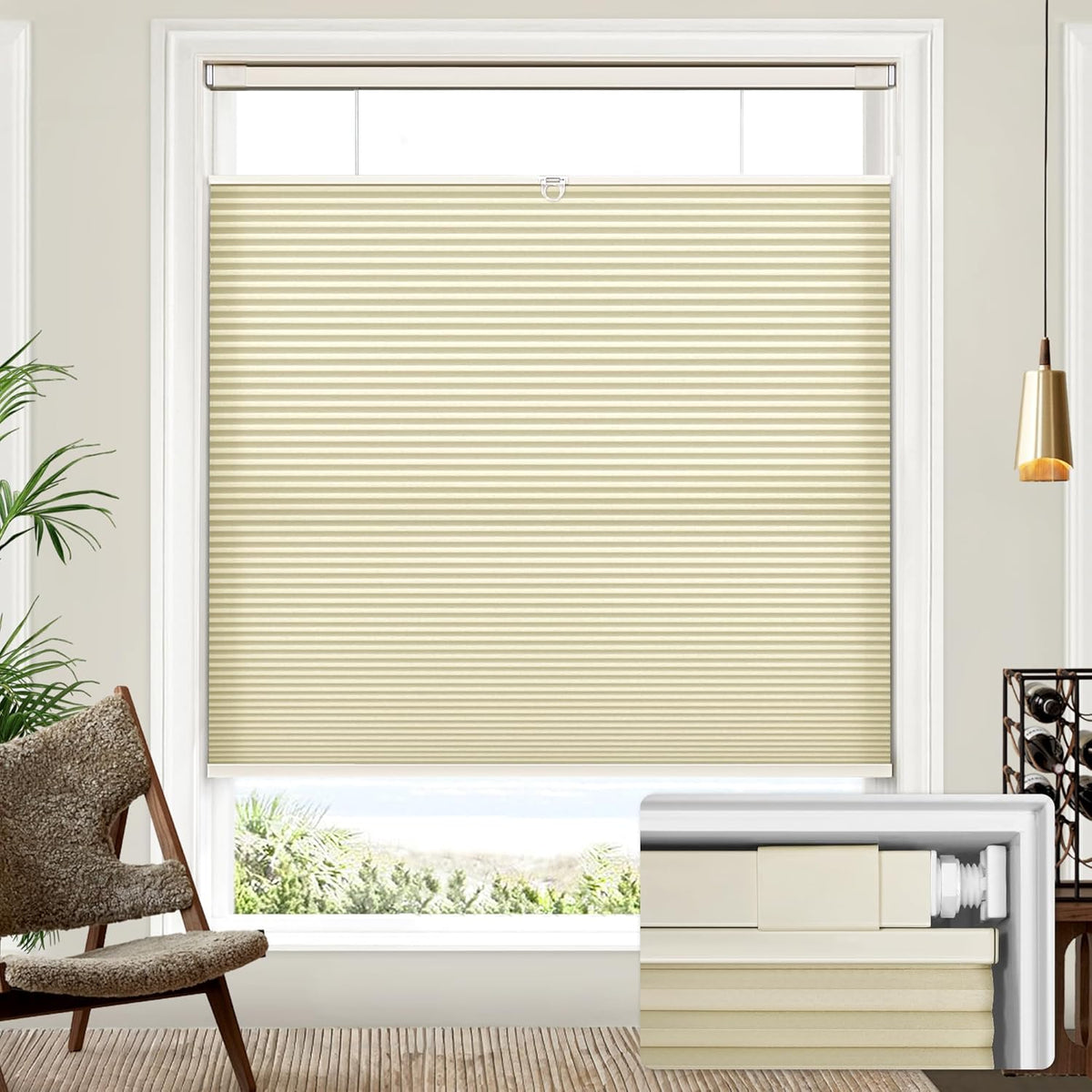 No Drill Custom Light Filtering Top Down Bottom Up Cellular Shades