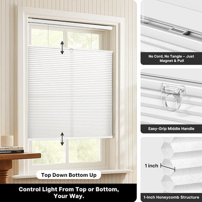 No Drill Custom Light Filtering Top Down Bottom Up Cellular Shades