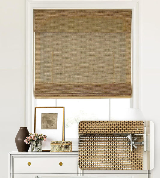 No Drill Custom Light Filtering Bamboo Roman Shades, Acorn25