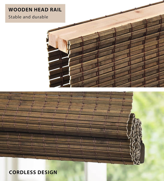 No Drill Custom Privacy Bamboo Roman Shades