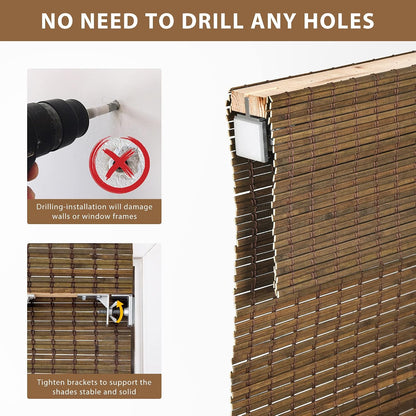 No Drill Custom Privacy Bamboo Roman Shades