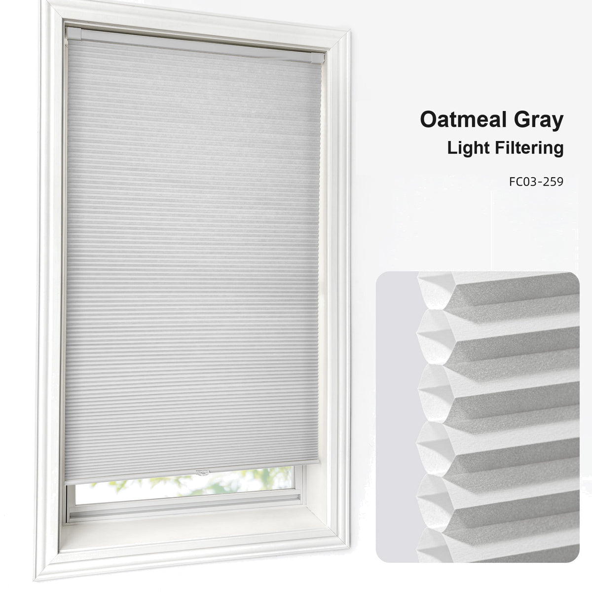 No Drill Custom Light Filtering Cellular Shades (MP)