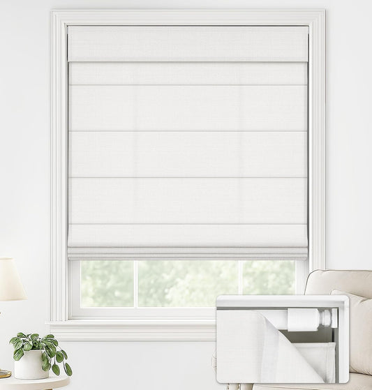 No Drill Custom Light Filtering Fabric Roman Shades
