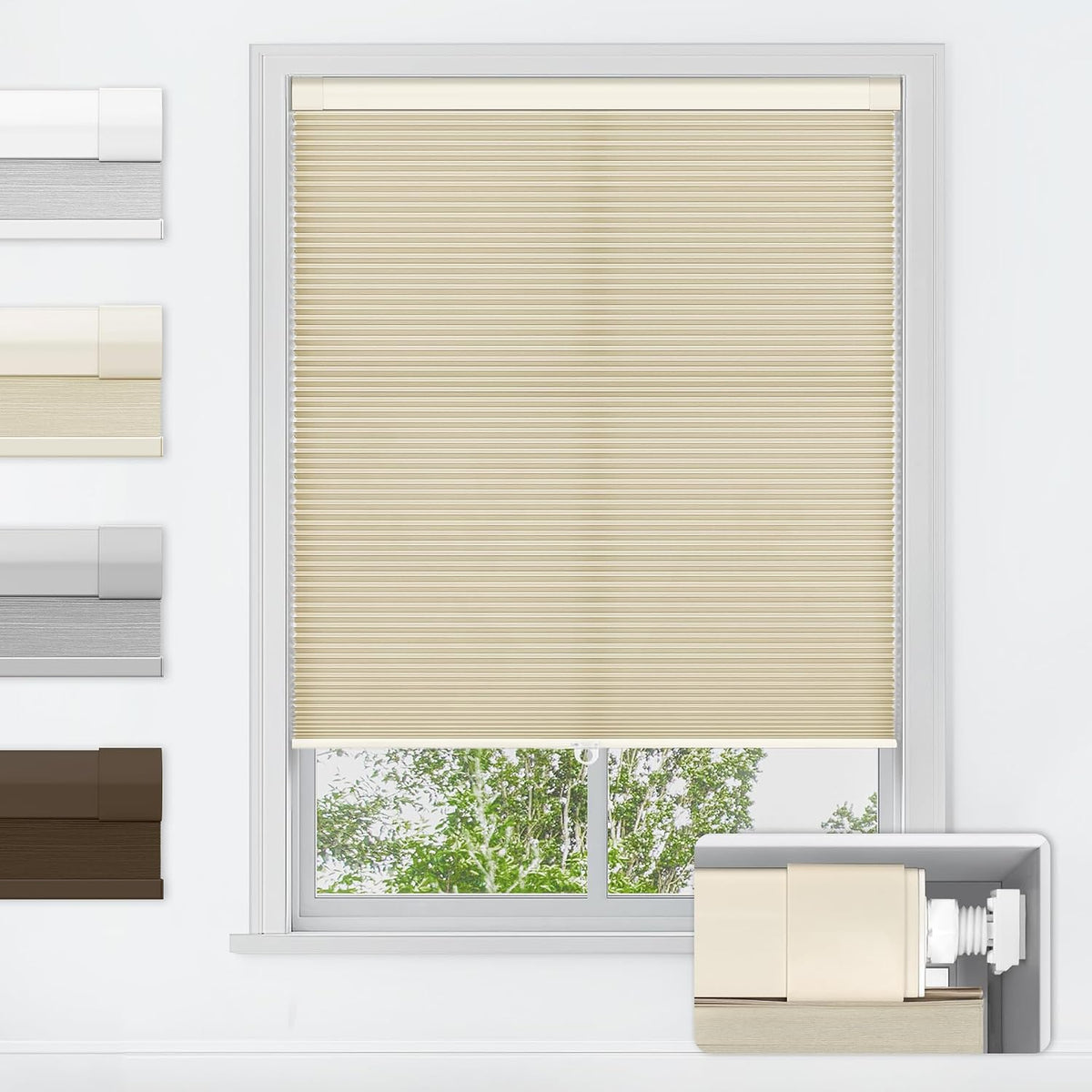 No Drill Premium Custom Light Filtering Cellular Shades Fabric Swatch
