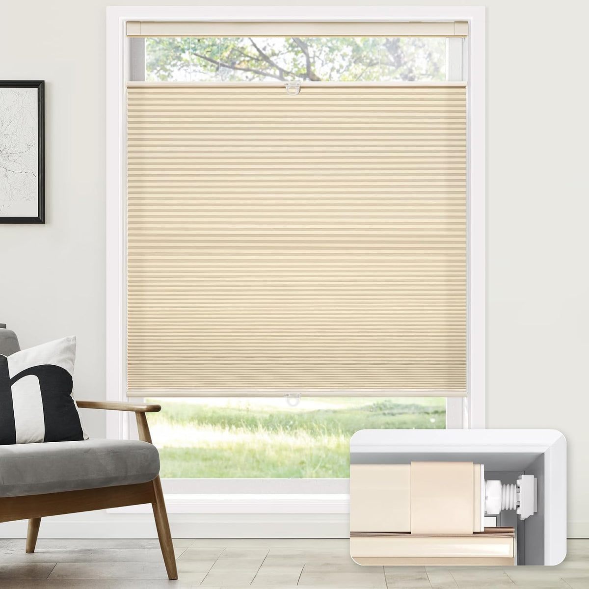 No Drill Premium Custom Light Filtering Top Down Bottom Up Cellular Shades Fabric Swatch