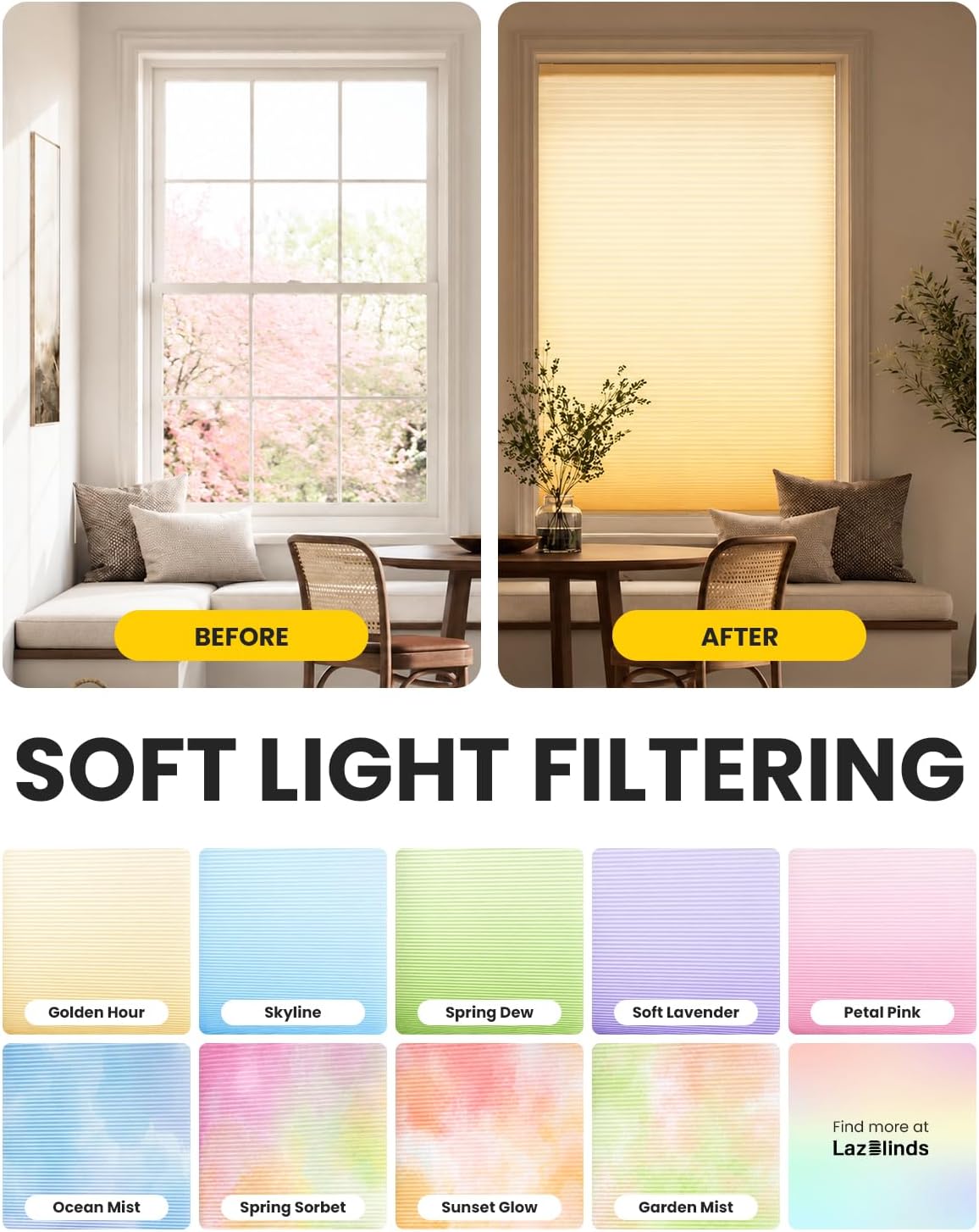 No Drill Custom Light Filtering Printed & Ombre Cellular Shade