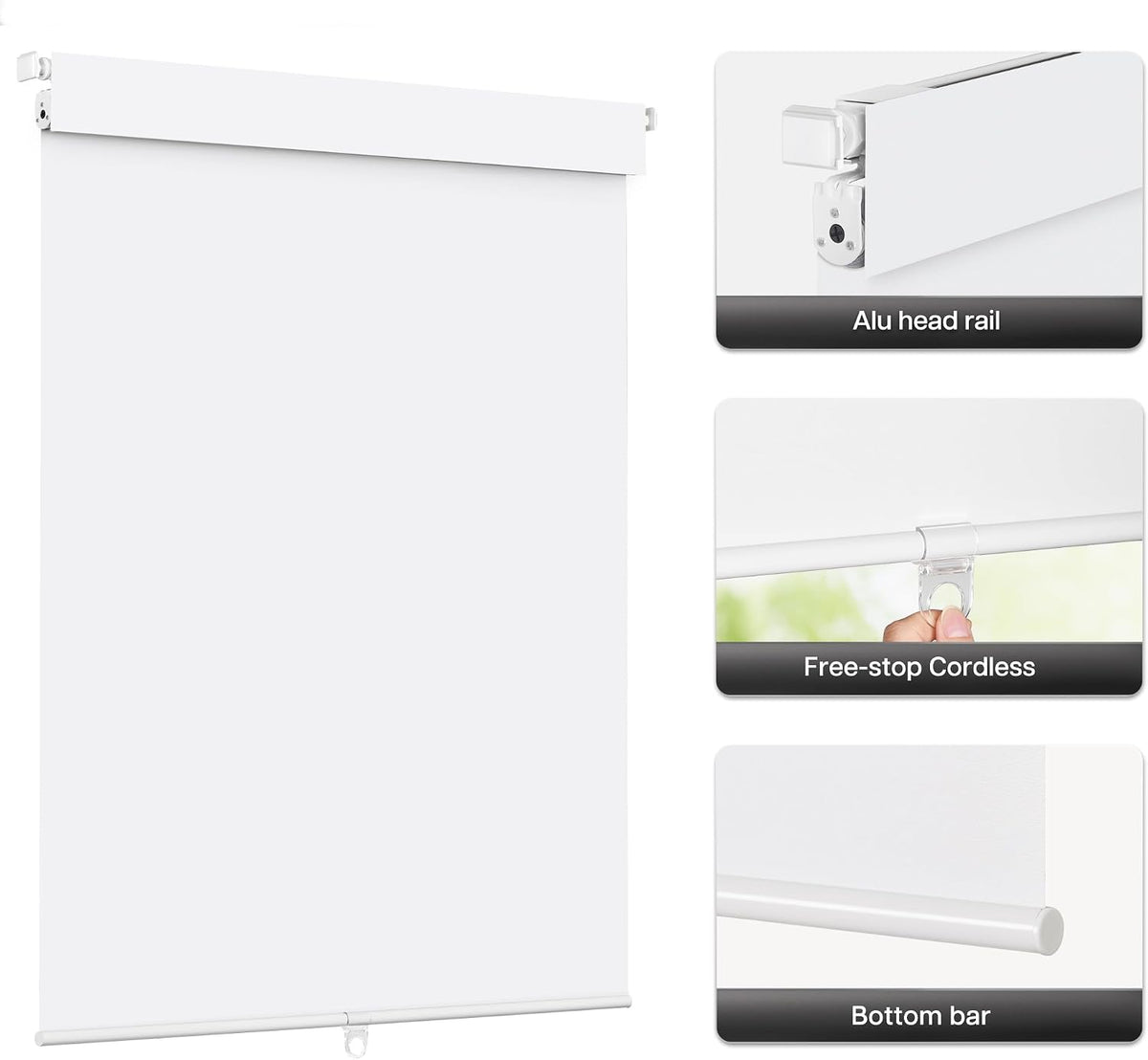 No Drill Custom Blackout Roller Shades