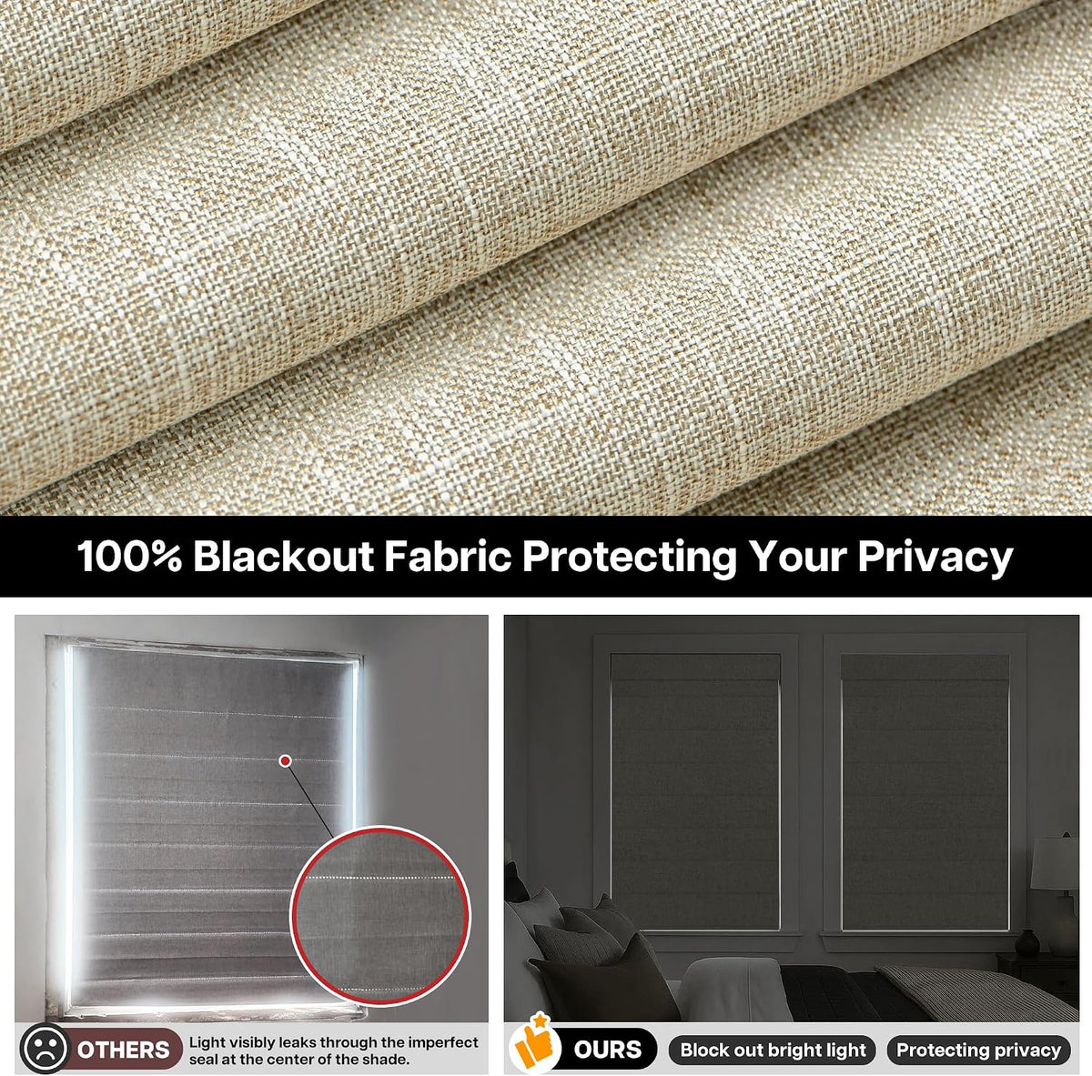 No Drill Custom Blackout Top Down Bottom Up Fabric Roman Shades
