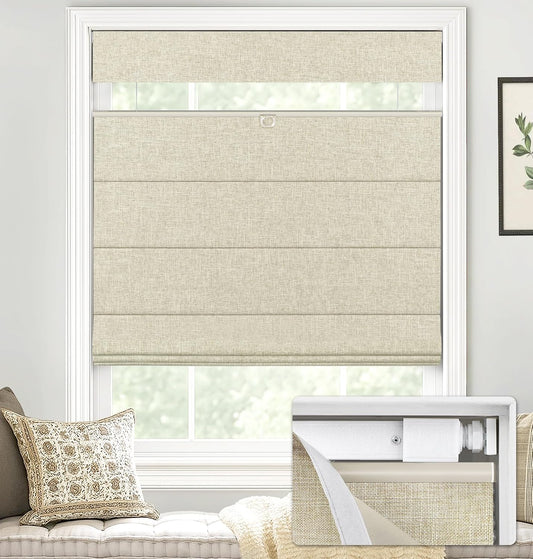 No Drill Custom Blackout Top Down Bottom Up Fabric Roman Shades
