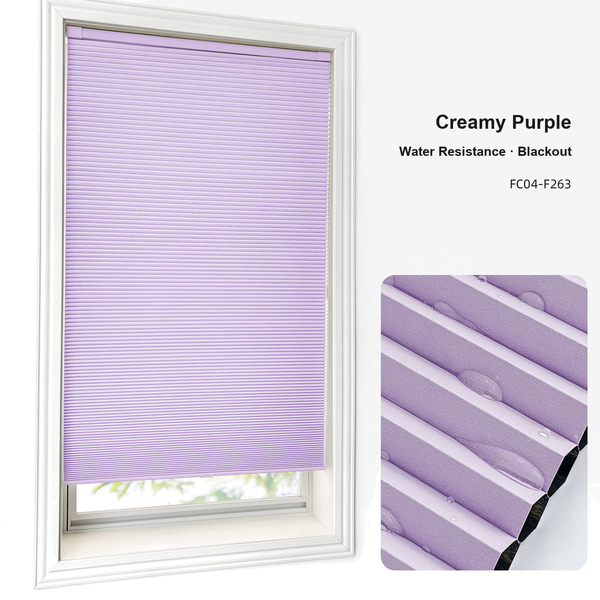 No Drill Custom Water Resistance Blackout Cellular Shades (MP)