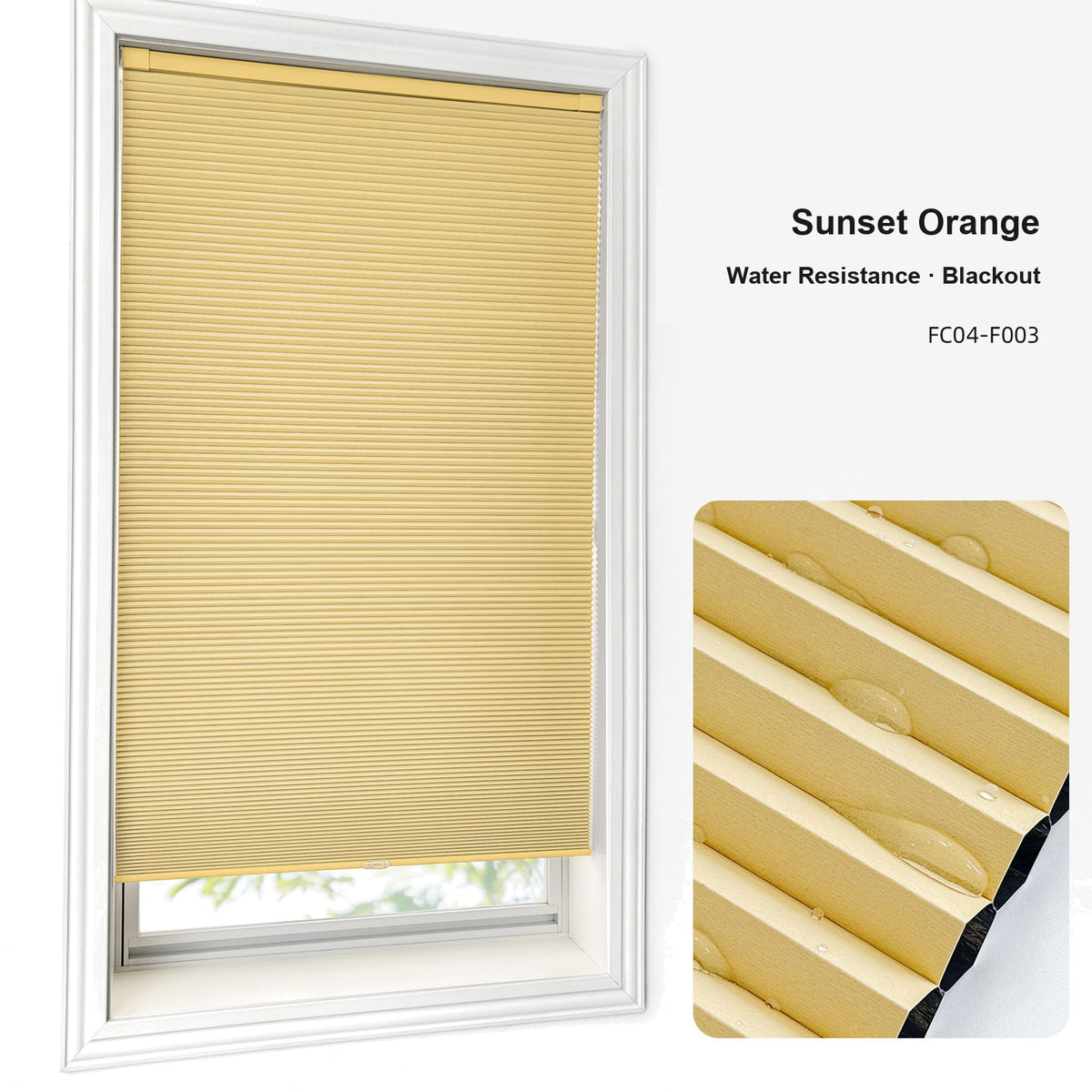 No Drill Custom Water Resistance Blackout Cellular Shades (MP)