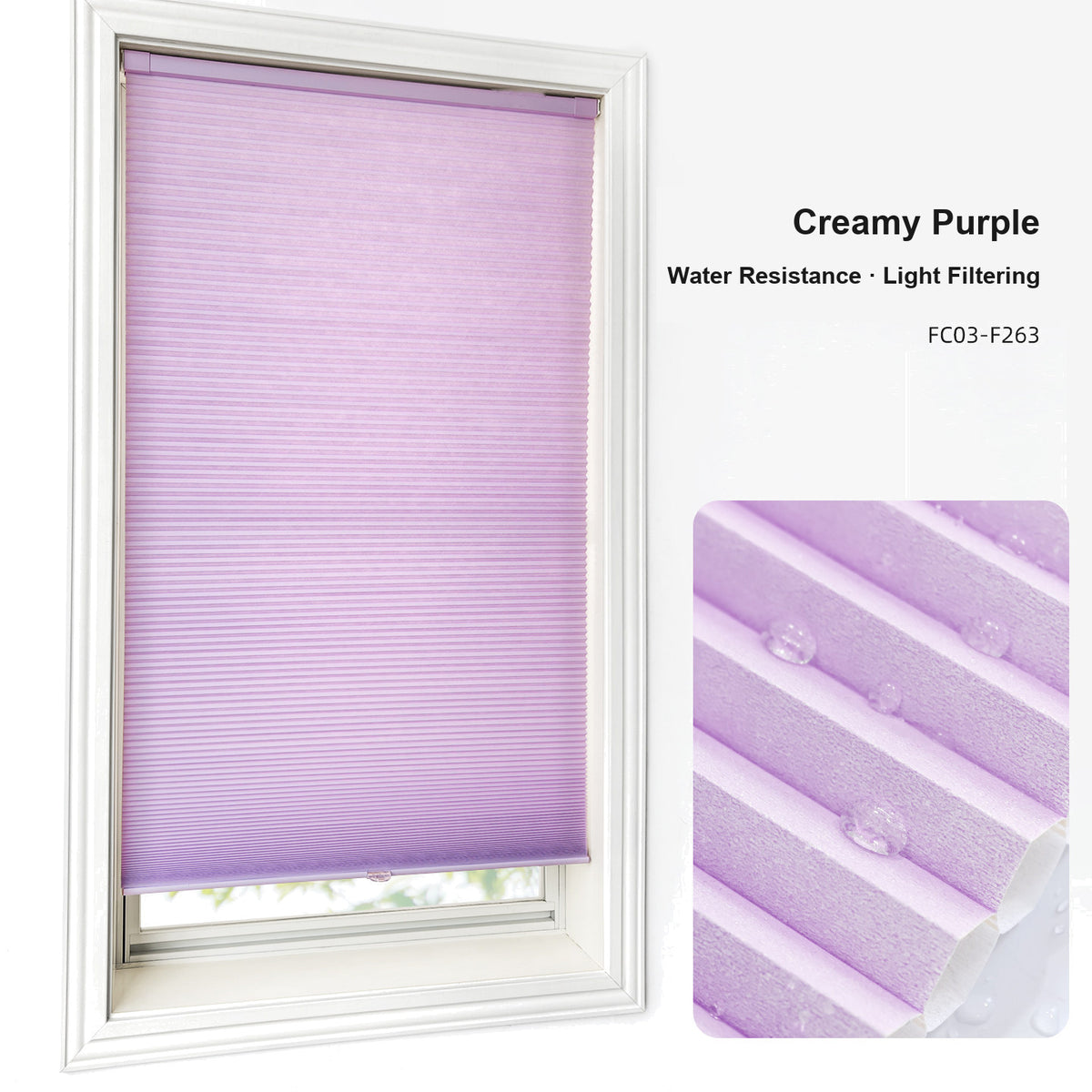 No Drill Custom Water Resistance Light Filtering Cellular Shades (MP)