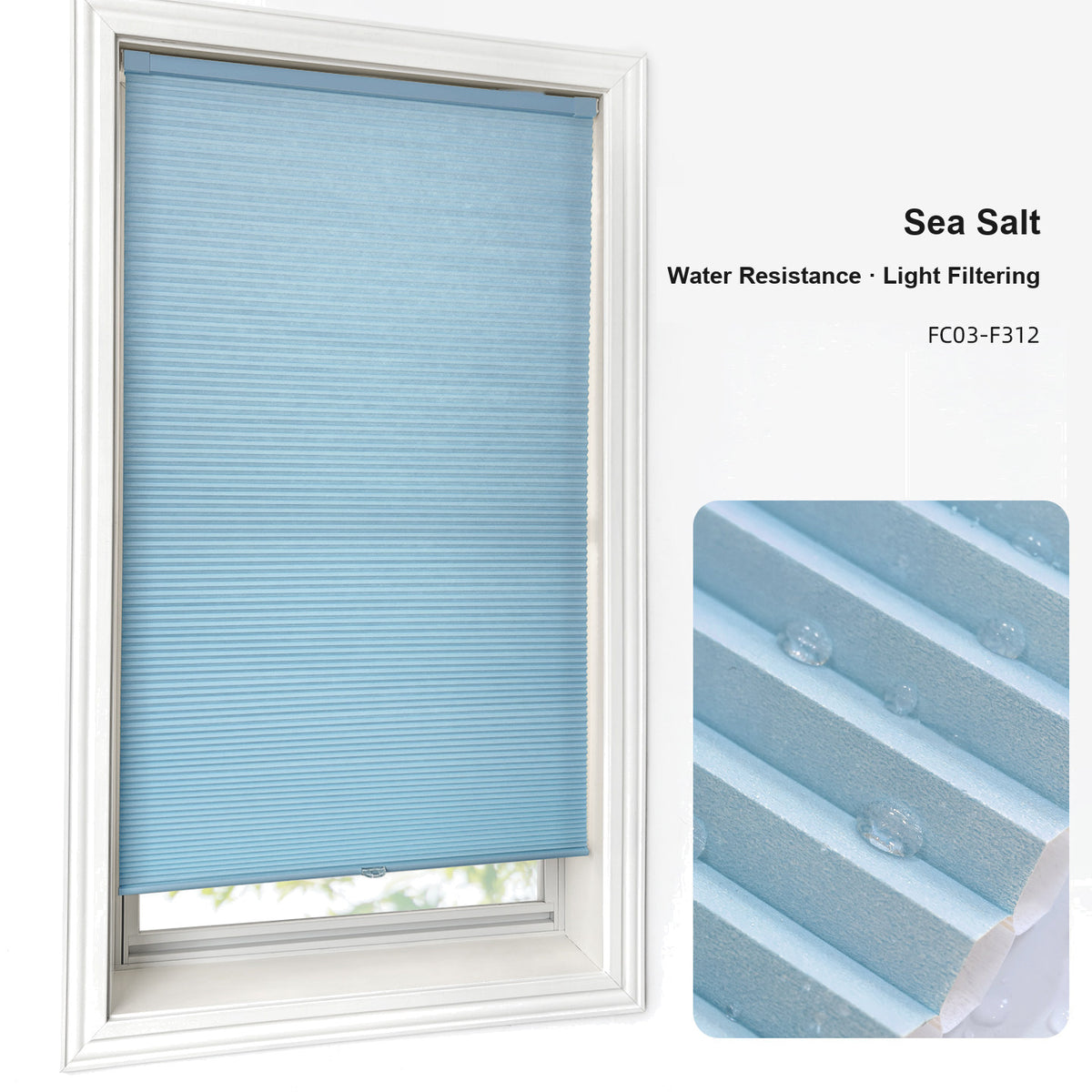 No Drill Custom Water Resistance Light Filtering Cellular Shades (MP)