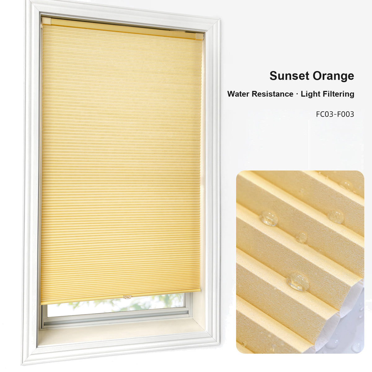 No Drill Custom Water Resistance Light Filtering Cellular Shades (MP)