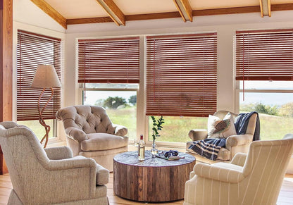 No Drill Custom Wood Grain Aluminum Mini Blinds