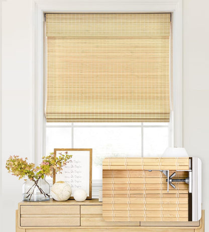 No Drill Custom Light Filtering & Privacy Bamboo Roman Shades Fabric Swatch