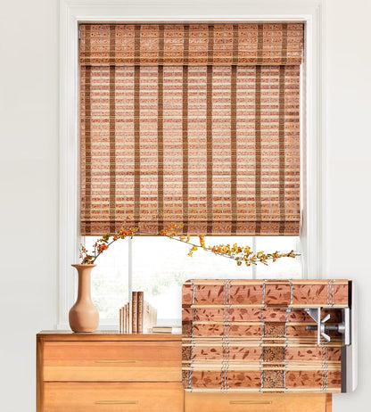No Drill Custom Light Filtering & Privacy Bamboo Roman Shades Fabric Swatch
