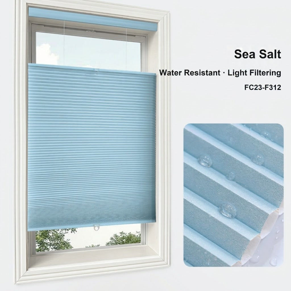 No Drill Custom Light Filtering Cellular Shades, Water Resistant, Top Down Bottom Up with Magnet (MP)