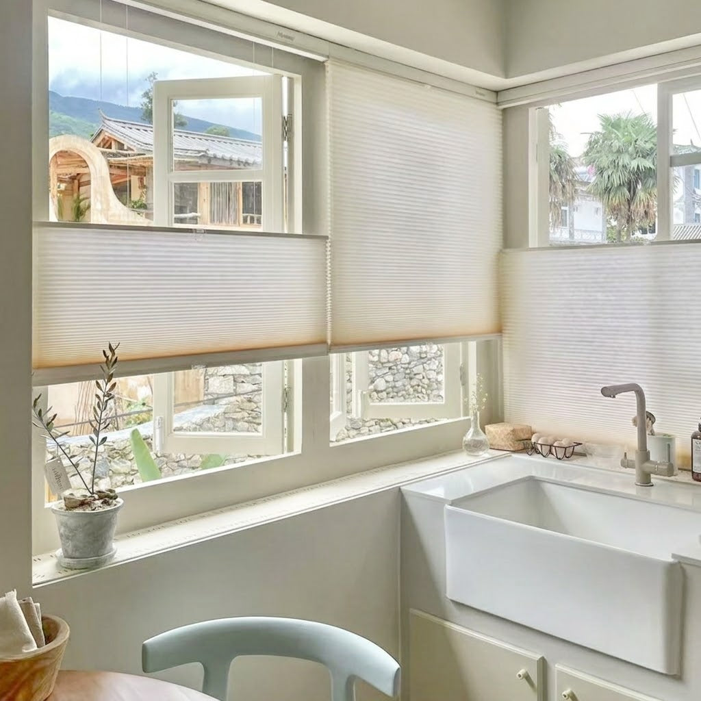 No Drill Premium Custom Light Filtering Top Down Bottom Up Cellular Shades (MP)