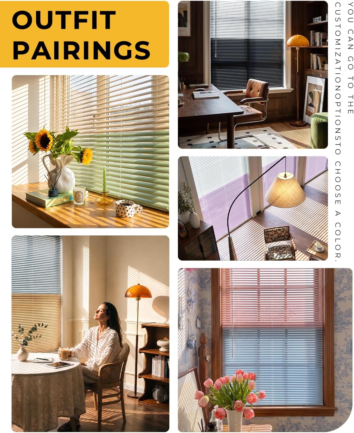 No-Drill Custom Two-Tone L-Slat Privacy Aluminum Blinds