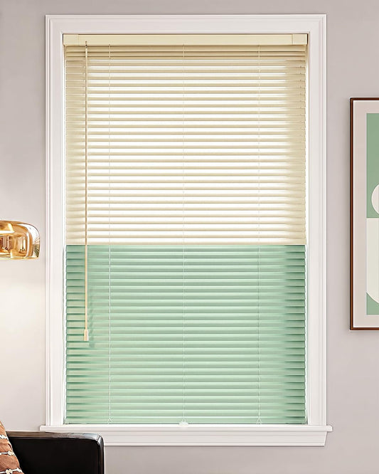 No-Drill Custom Two-Tone L-Slat Privacy Aluminum Blinds